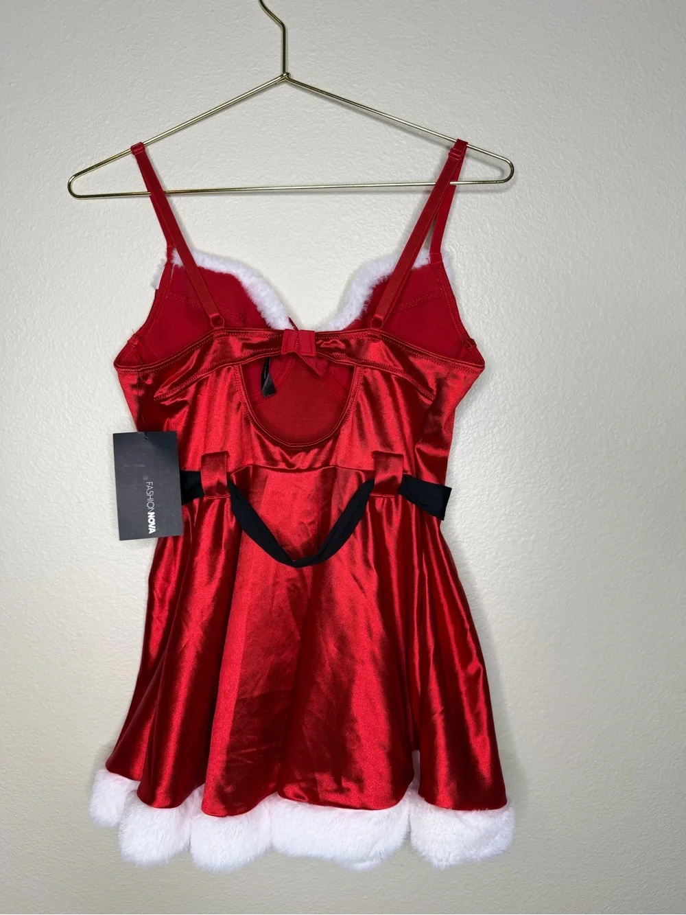 Fashion Nova Women Jingle Bell Rock 2 Piece Set Santa Outfit Xmas Red Velvet NEW